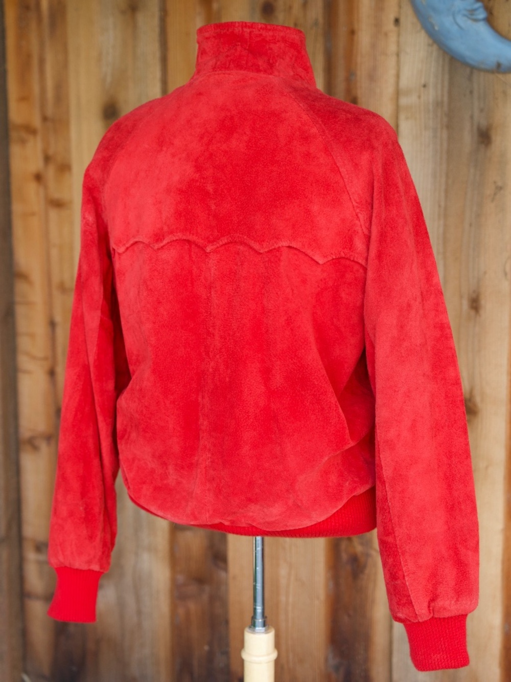 Vintage Authentic Imports 100% Leather Fire Red Bomber Jacket Unisex S - Picture 3 of 16